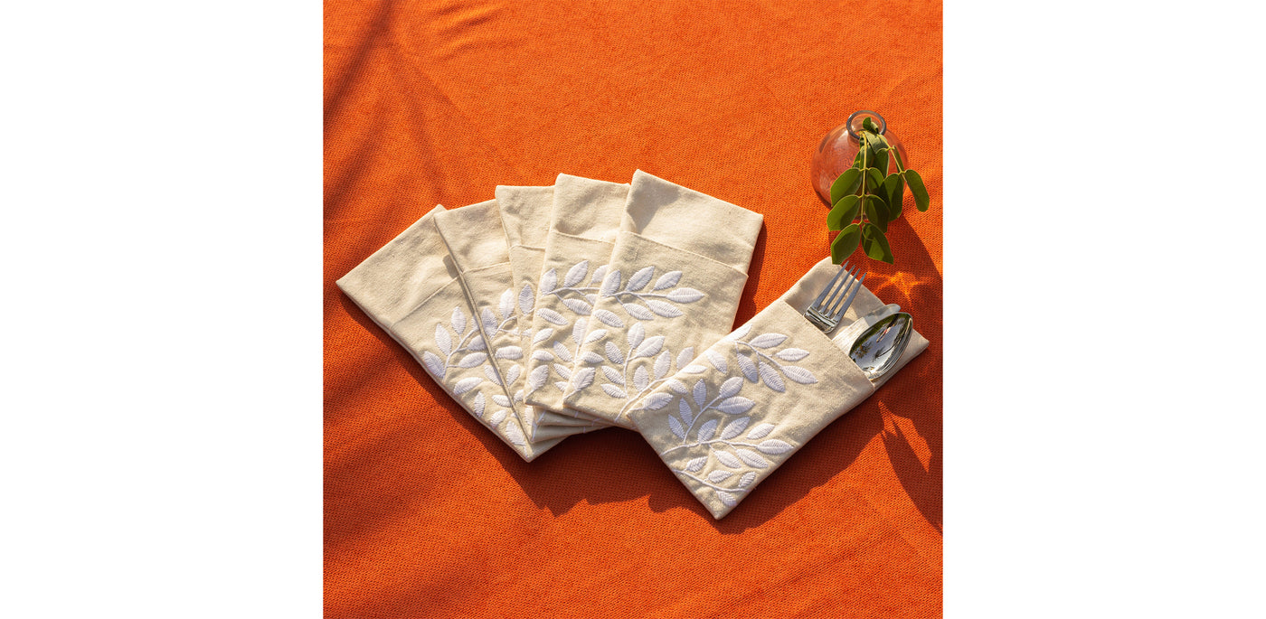Summer Leaves Cutlery Sleeve Set