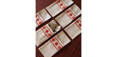 Snowfall Red Cutlery Sleeve Set