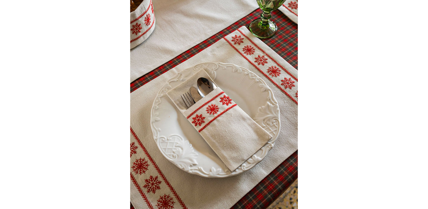 Snowfall Red Placemat Set