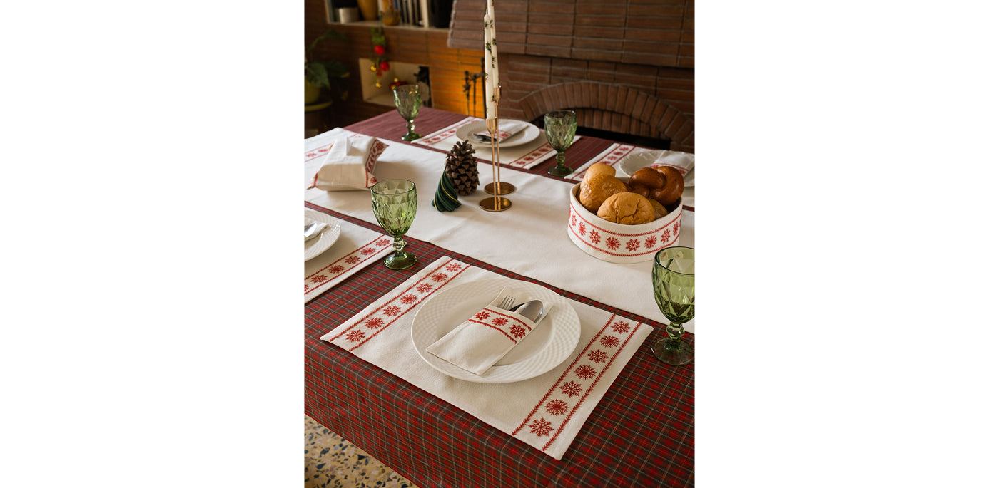 Snowfall Red Placemat Set