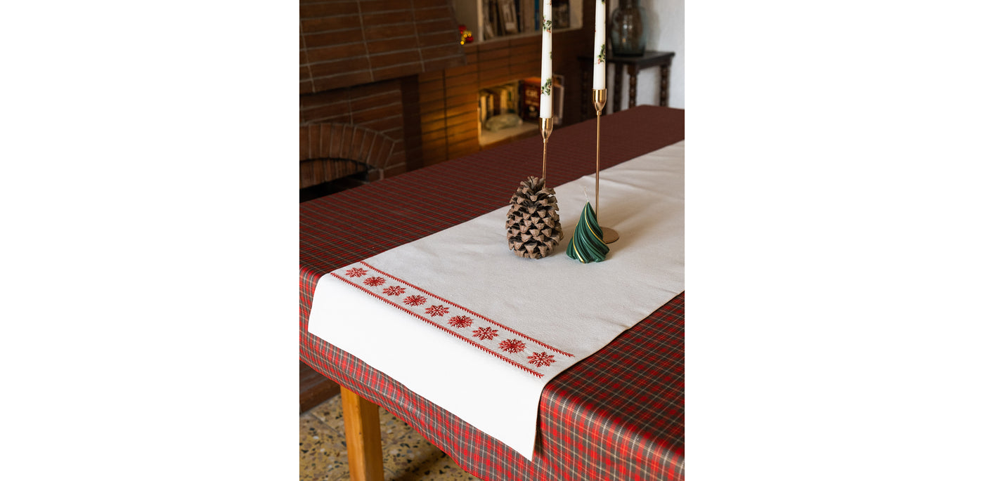 Snowfall Red Table Runner