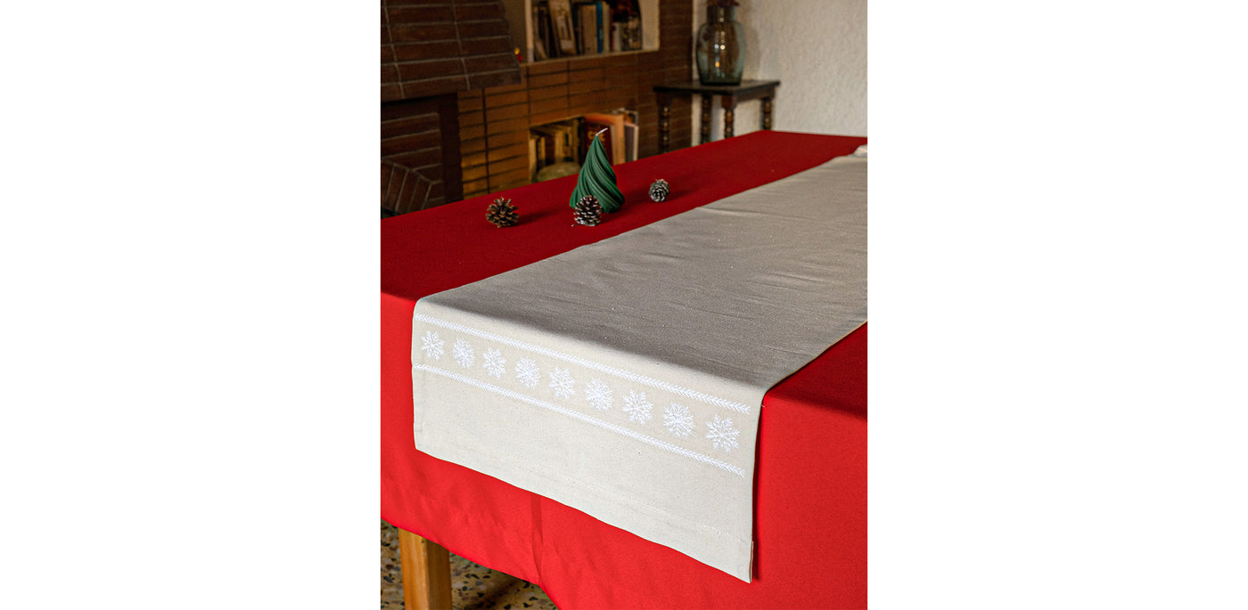 Snowfall White Table Runner