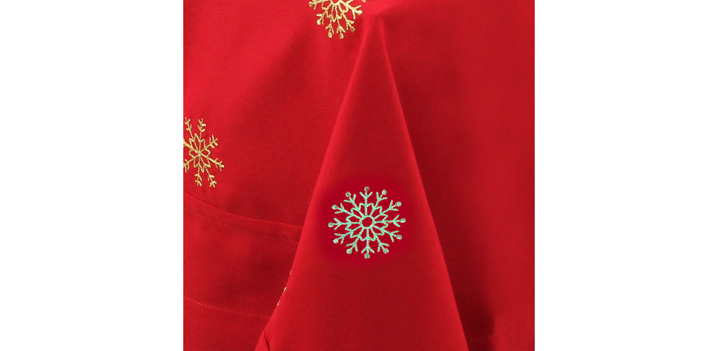 Snowflake Red Tablecloth