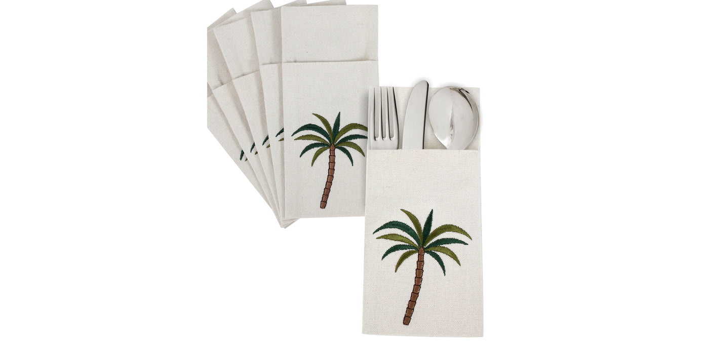 Tropical Palm Cutlery Sleeve Set