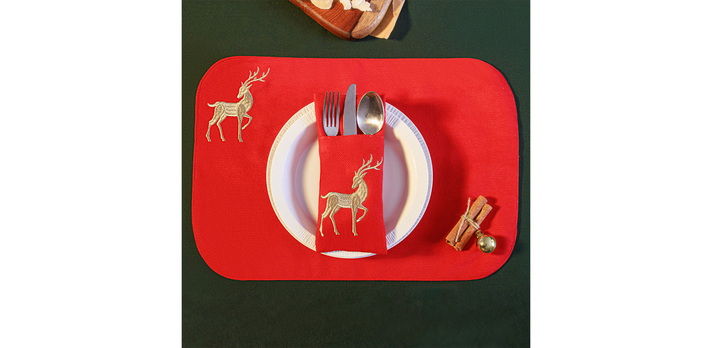 Deer, Tree, Snowflake Cutlery Sleeves Set