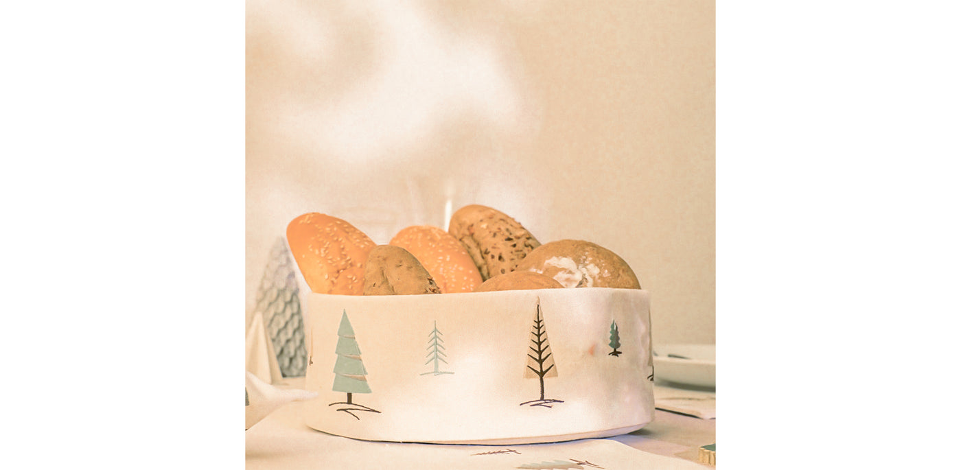 Whimsical Winter Bread/Towel Basket