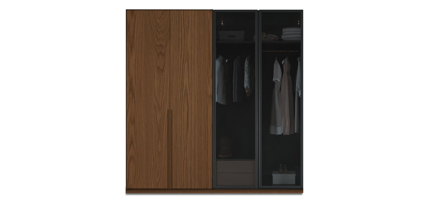 Night Due Glass / Natural Veneer Wardrobe