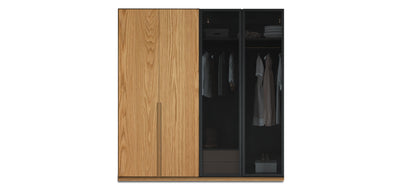 Night Due Glass / Natural Veneer Wardrobe