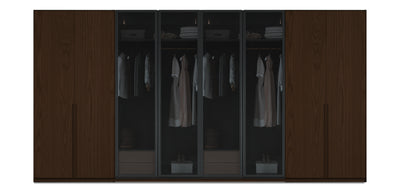 Night Quad Glass / Natural Veneer Wardrobe