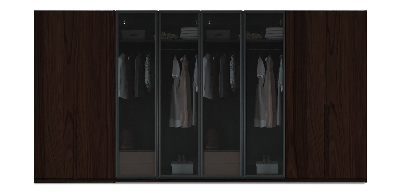 Night Quad Glass / Natural Veneer Wardrobe