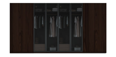 Night Quad Glass / Natural Veneer Wardrobe