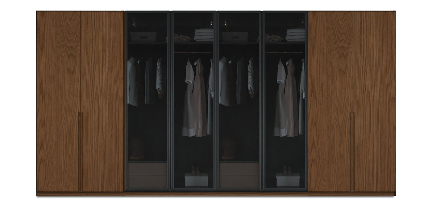 Night Quad Glass / Natural Veneer Wardrobe