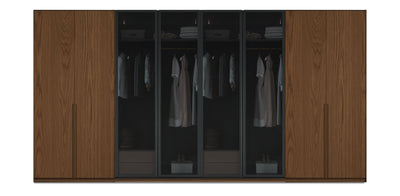 Night Quad Glass / Natural Veneer Wardrobe