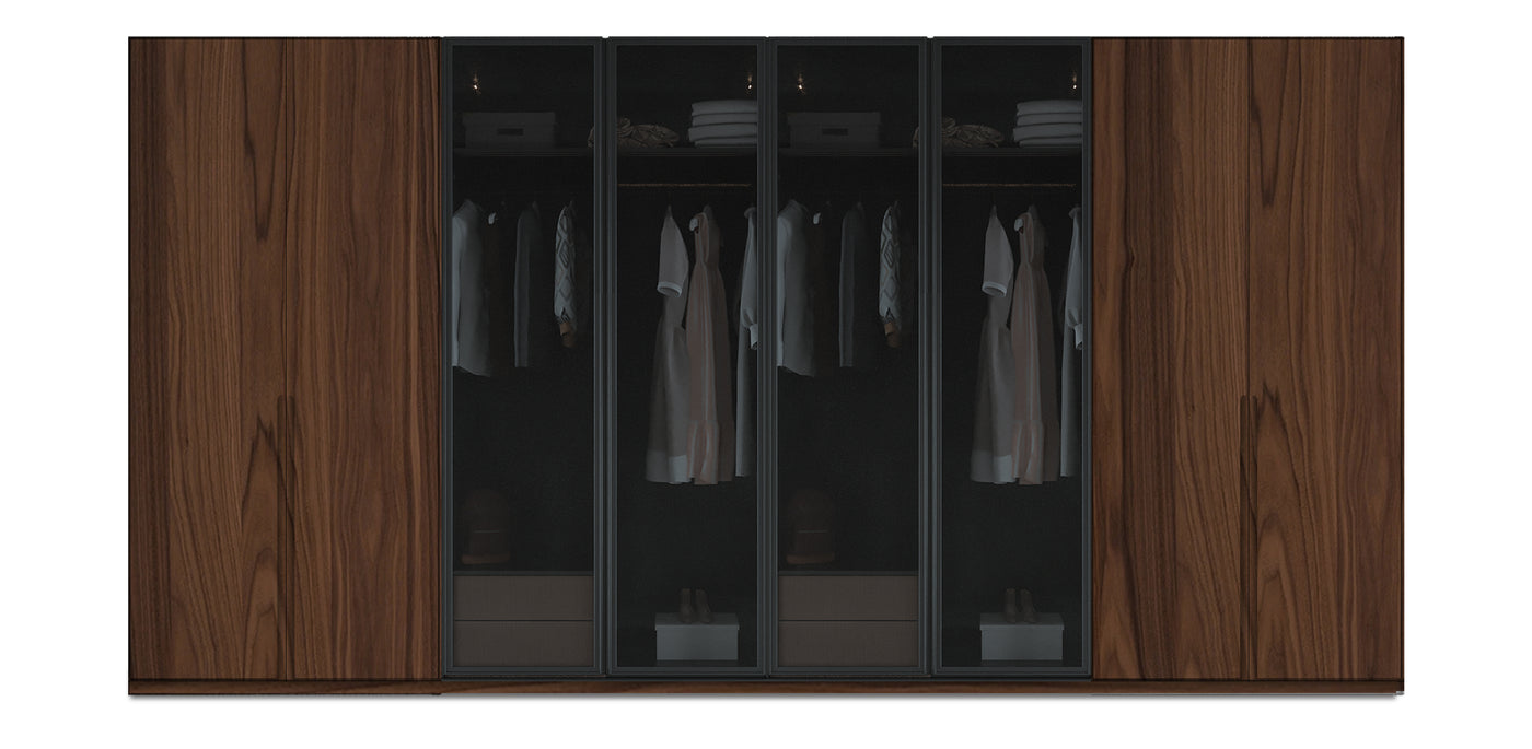 Night Quad Glass / Natural Veneer Wardrobe