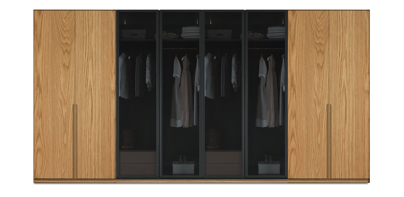 Night Quad Glass / Natural Veneer Wardrobe