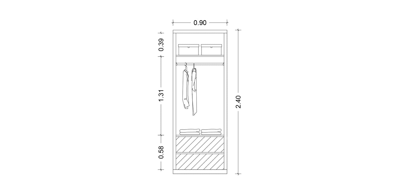 Night Single Natural Veneer Wardrobe