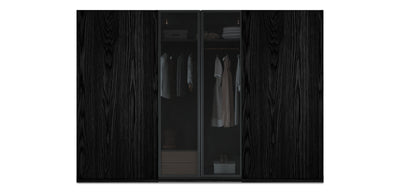 Night Triple Glass / Natural Veneer Wardrobe