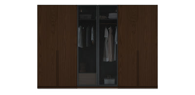 Night Triple Glass / Natural Veneer Wardrobe