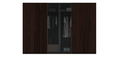 Night Triple Glass / Natural Veneer Wardrobe